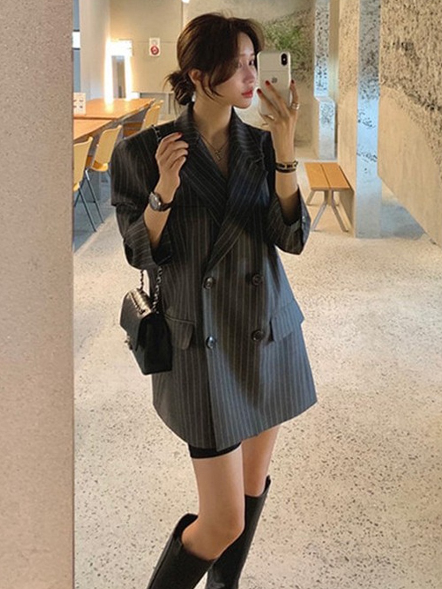 엄마친구아들 5화 정소민 자켓 정장 배석류 스트라이프 오피스 의상 옷 패션 - 상세 이미지 4