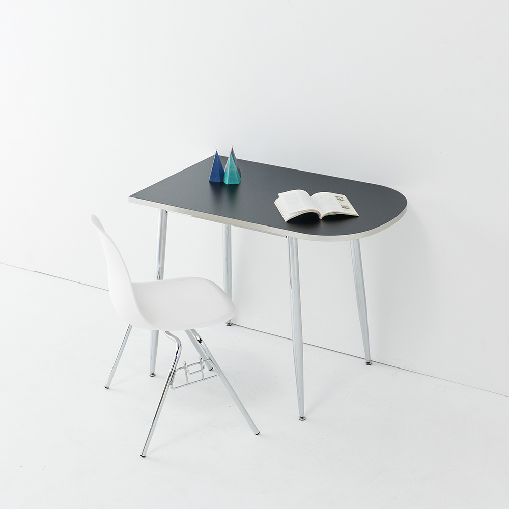 플랜비 미드센츄리 반타원 반원 식탁 테이블 1200x600 화이트
