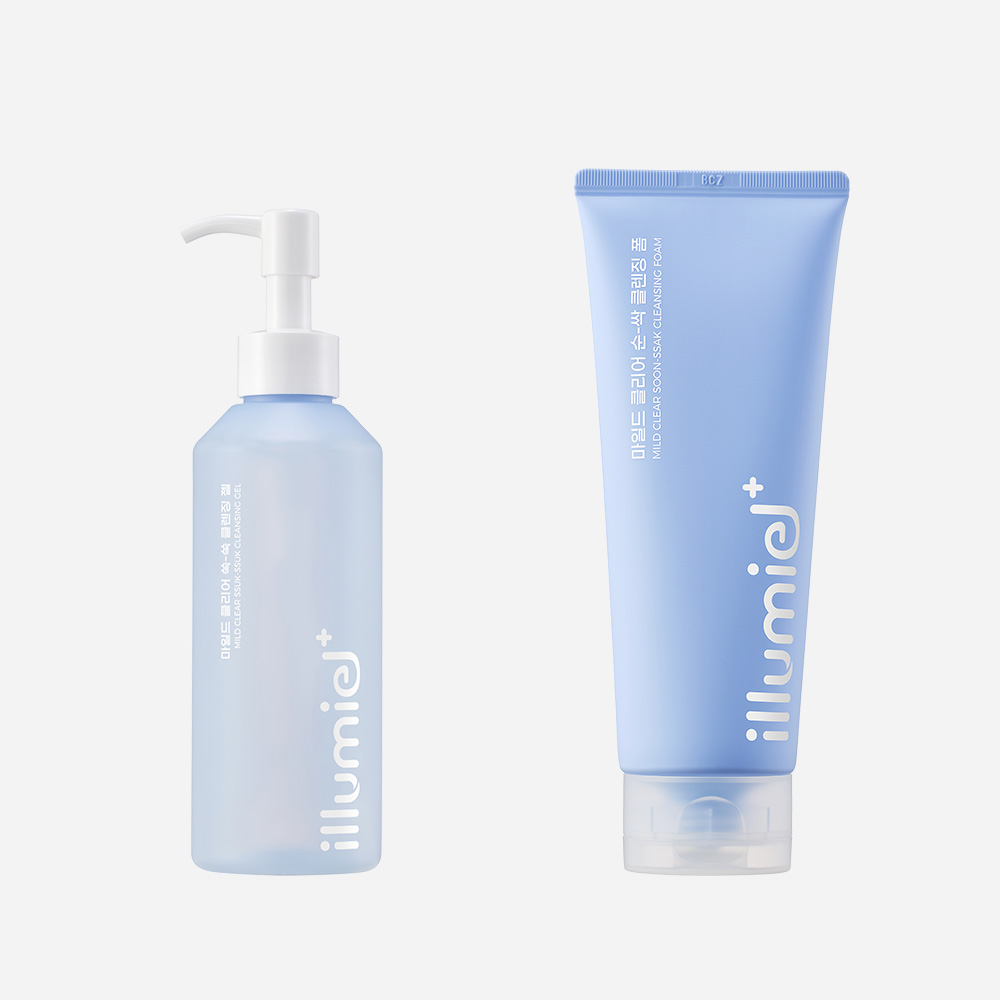 [약산성] 일루미엘 피부를 위한 아침세안 클렌저 마일드 클리어 쑥쑥 클렌징젤 210ml + 순싹 클렌징폼 150ml - 상품 이미지