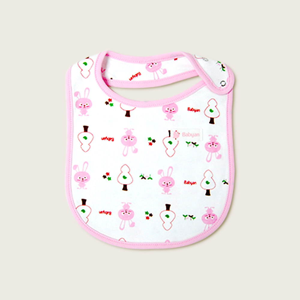 베이비앙 국내산 무형광 신생아 아기 유아 사계절 래빗 양면 턱받이