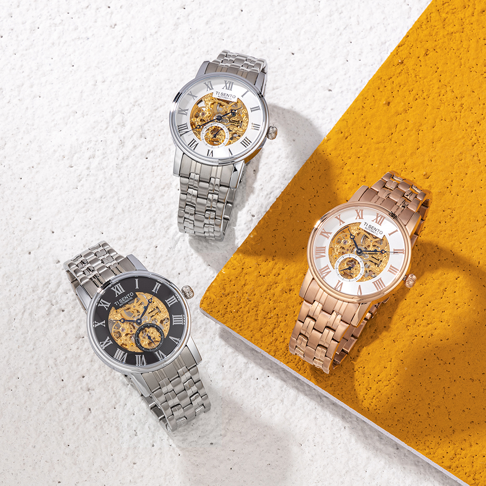 티센토 남성 오토매틱 메탈시계 TS60071 스켈레톤 오픈하트 입문 데일리 정장