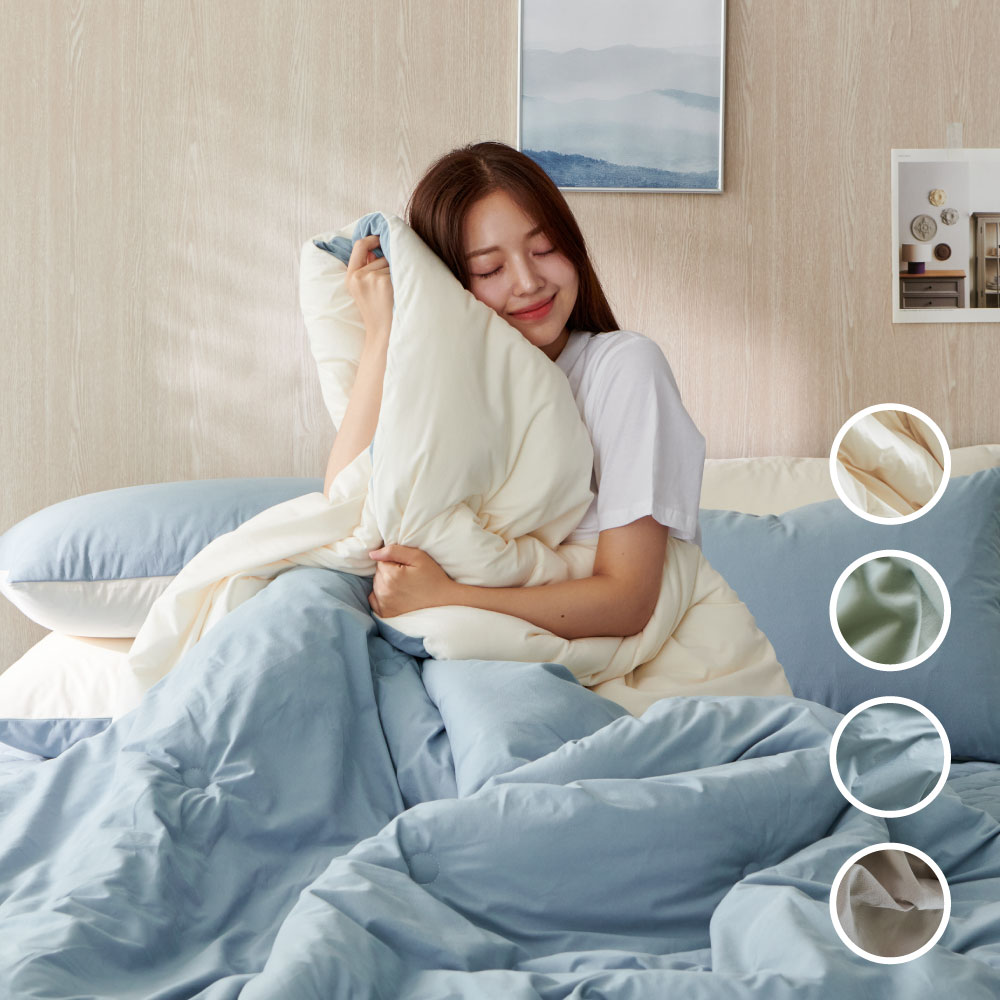 잠그리다 마카롱 먼지없는 알러지 케어 극세사 차렵 이불 패드 배개커버 - 상품 이미지