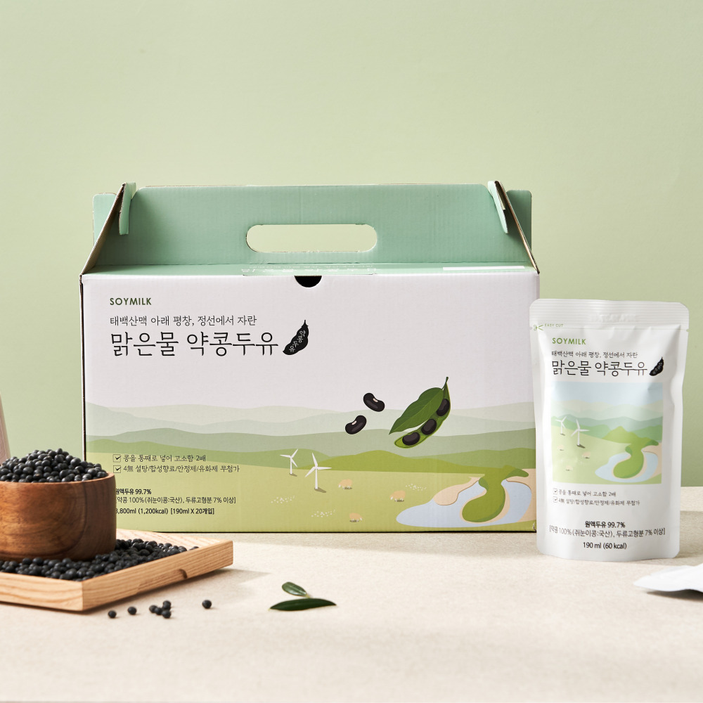 굿스푼 맑은물 약콩두유 국산콩 저칼로리 무가당 무첨가 칼슘두유 190ml 60팩 3박스 - 상세 이미지 2