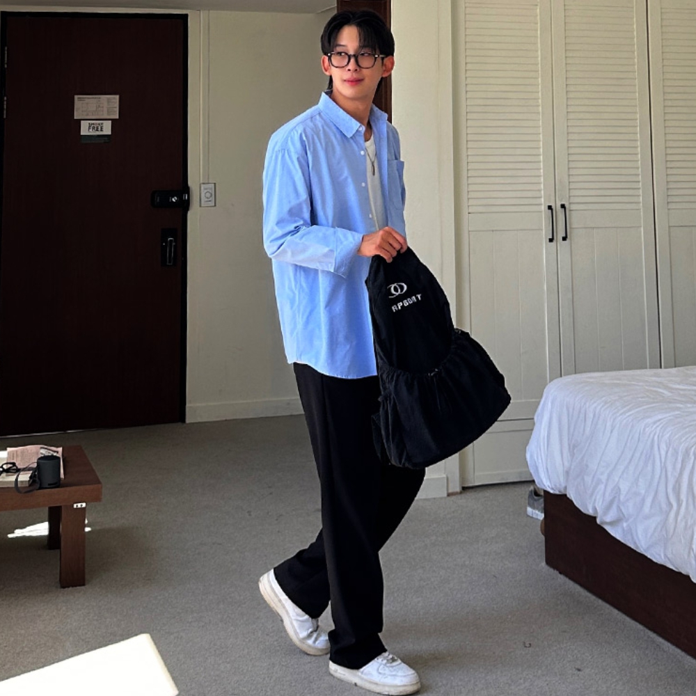 남자 오나 오버핏 봄 가을 캐주얼 로얄 옥스포드 셔츠 남방 이미지 6