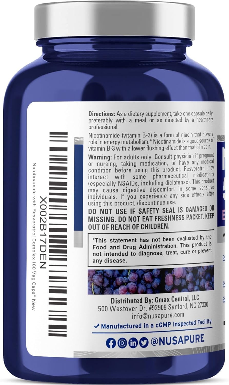 누사퓨어 니코틴산아미드 트랜스 레스베라트롤 500mg 180정 - 상세 이미지 5