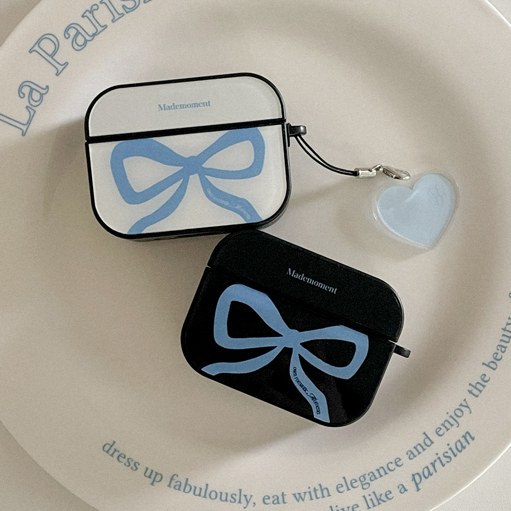 own romantic ribbon 에어팟 프로 케이스 하드 범퍼 white