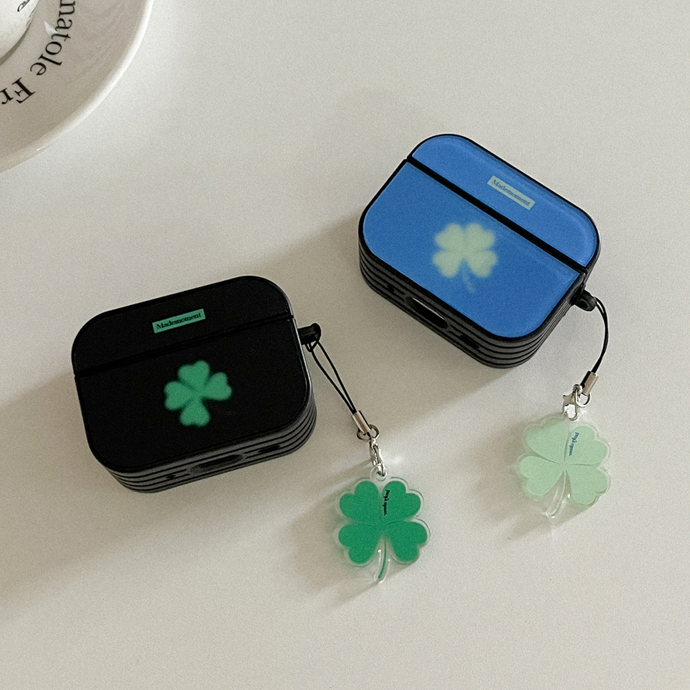 lucky clover 에어팟 프로 케이스 하드 범퍼 black