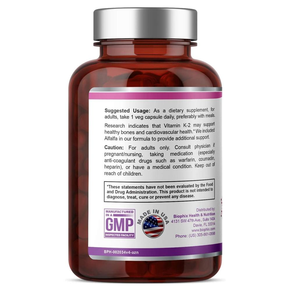 BIOPHIX 비타민K2 MK4 100mcg 알팔파 자주개자리 300mg 200베지캡슐 - 상세 이미지 2