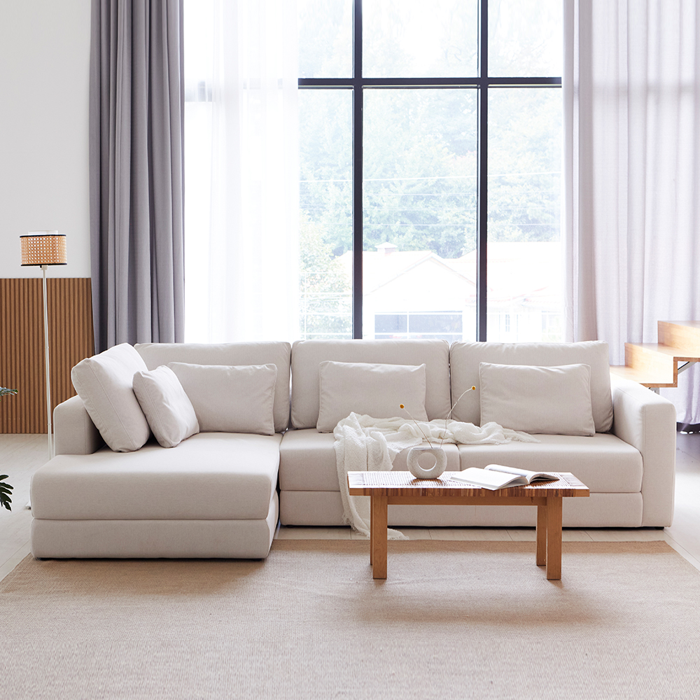 모던홈즈 구스 이지클린 패브릭 4인 코너 카우치 소파