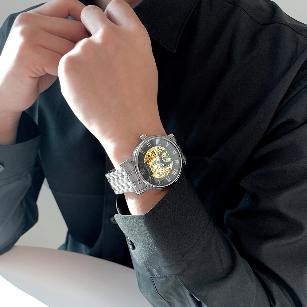 티센토 남성 오토매틱 메탈시계 TS60071 스켈레톤 오픈하트 입문 데일리 정장