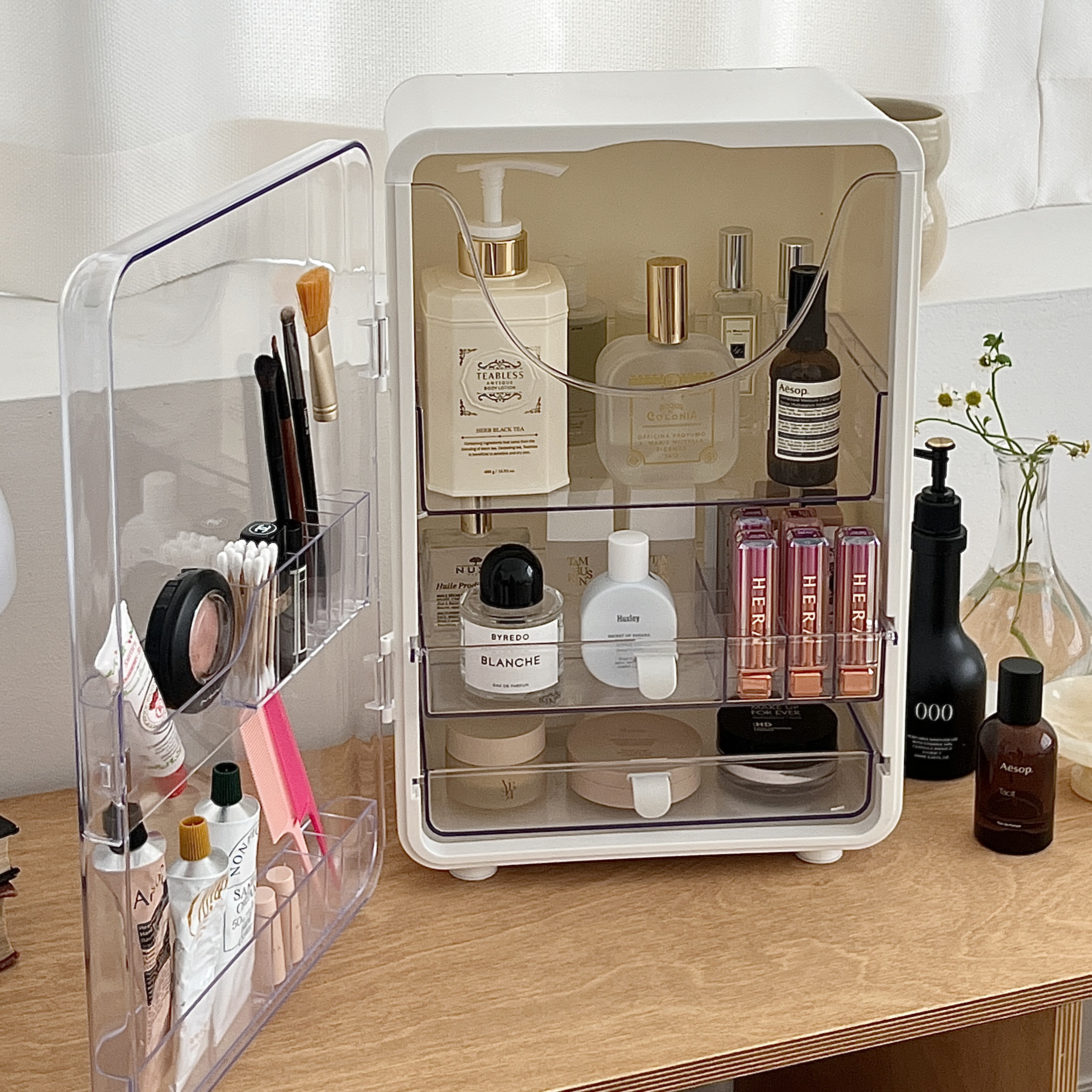 몽땅 뷰티박스 화장품정리대 립스틱 브러쉬 향수 화장대 수납 정리함 화장품정리함 제품 이미지