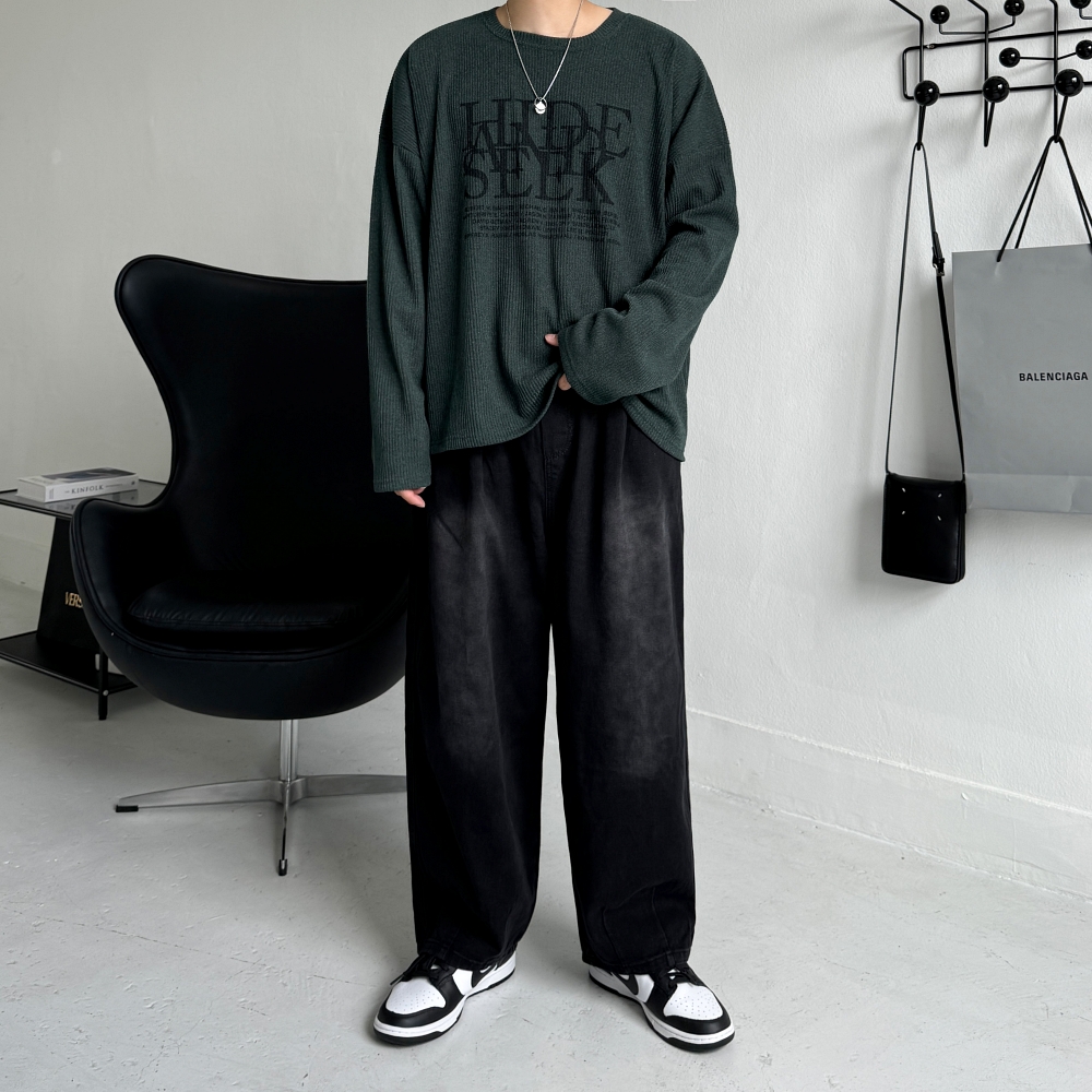 벌룬청바지 밑위긴청바지 남자통청바지 - 상세 이미지 4