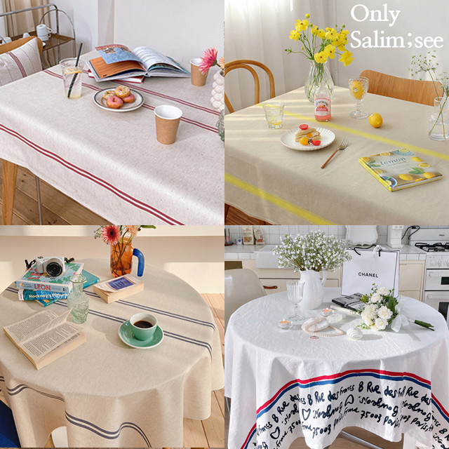 살림씨 방수 식탁보 테이블보 체크 원형 캠핑 홈파티 행사 식탁커버 옐로우 95X110