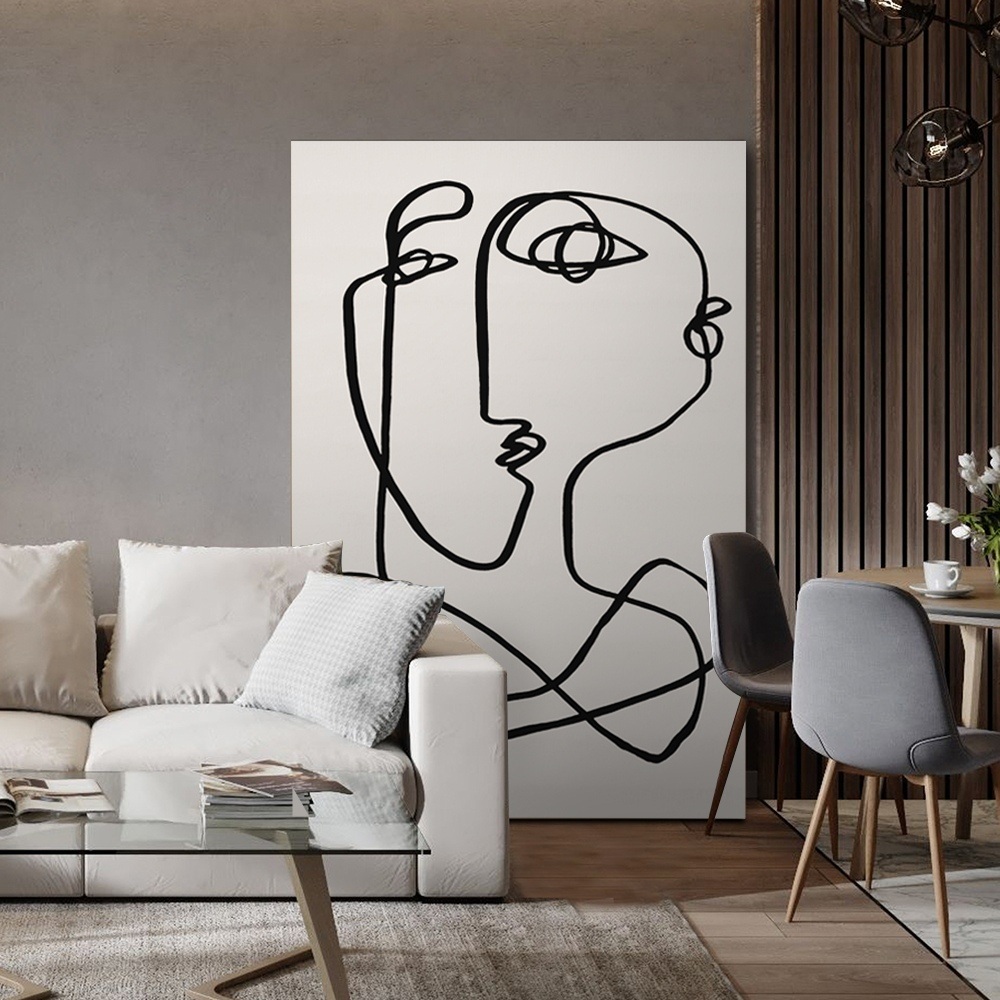 흑백 인테리어 액자 그림 이어그리기 분위기있는 샵 - 상품 이미지