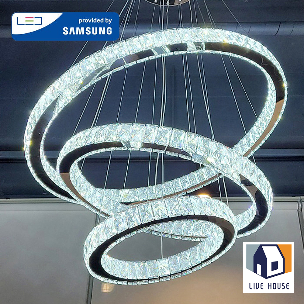 LED 크리스탈 쓰리링 식탁조명 인테리어 식탁등 카페조명 - 상품 이미지