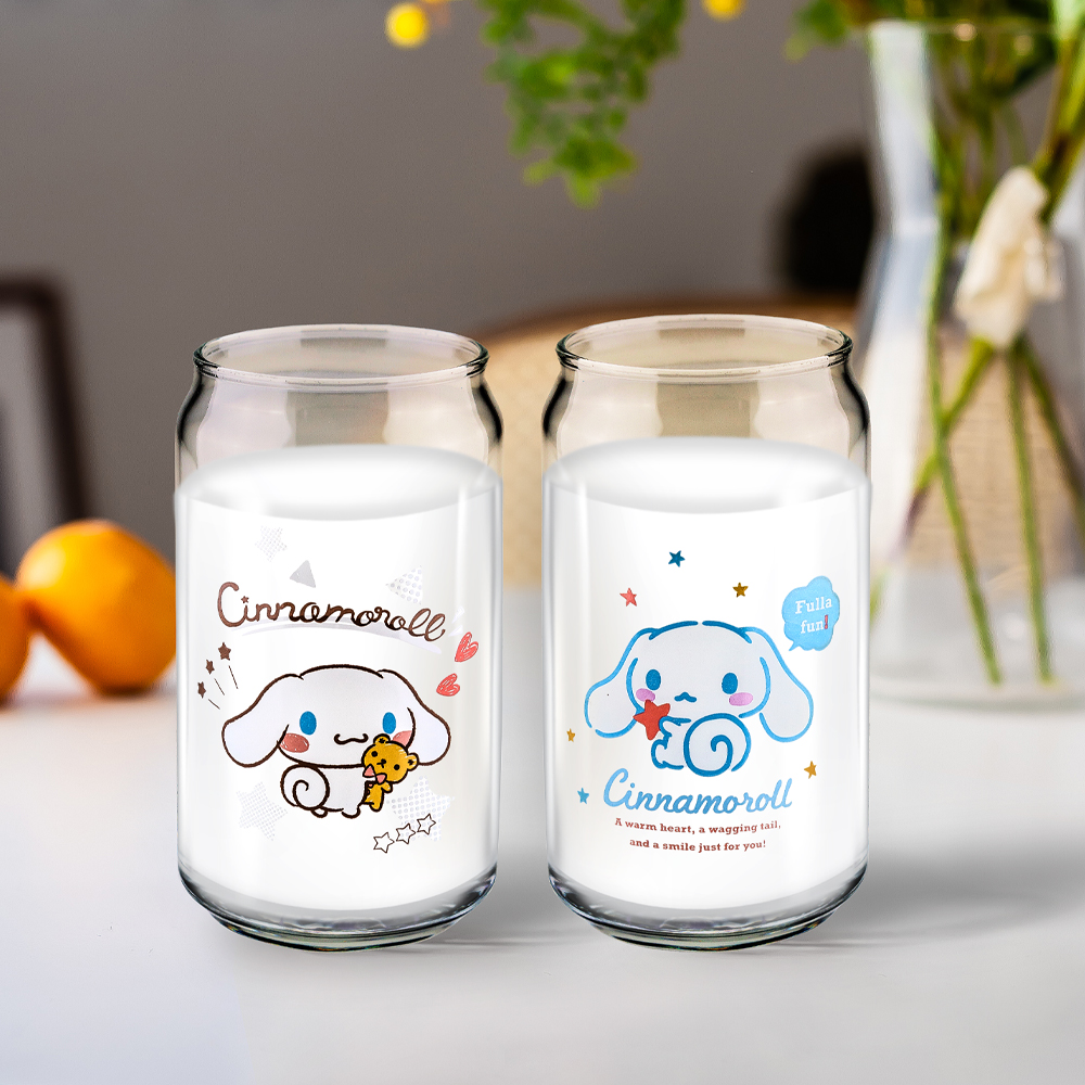 레토 산리오 시나모롤 캔글라스 유리컵 2P 세트 집들이선물 맥주잔 하이볼잔 위스키잔