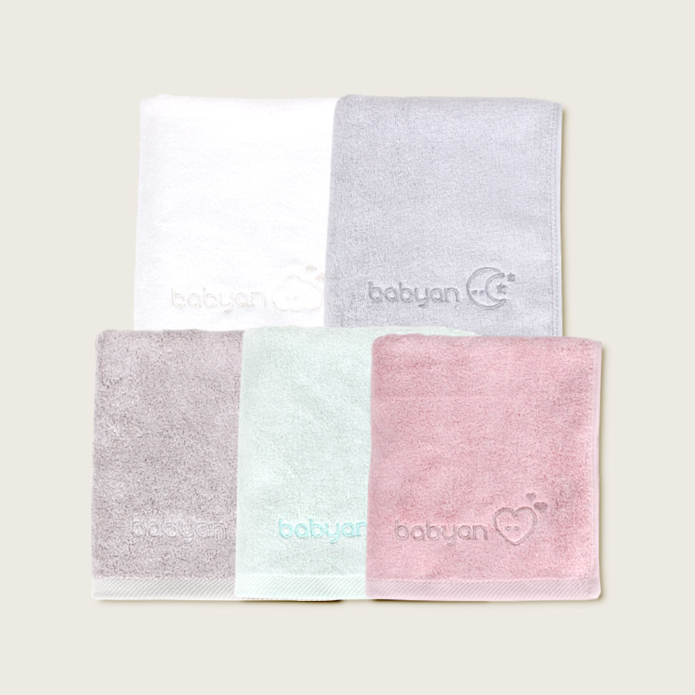 베이비앙 국내산 무형광  심볼라인 대나무(밤부) 세면타올(페이스타월) (40x85cm) (200g)