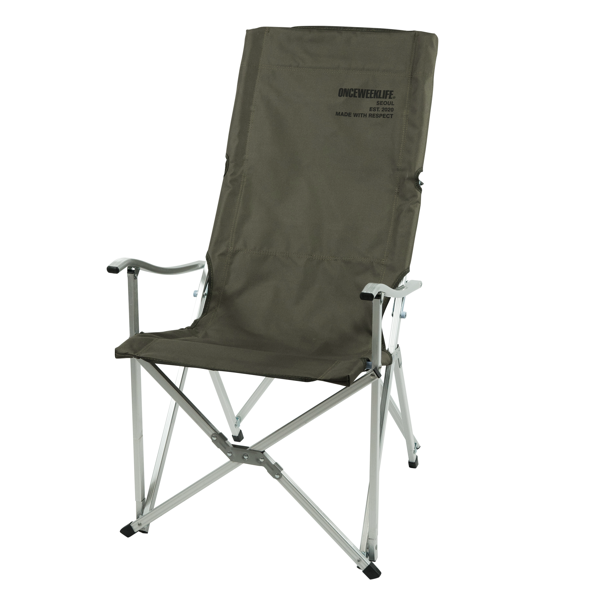 원스위크라이프 캠핑 접이식 경량 롱 릴렉스 체어 특대, 실버프레임 / 카키, 1개