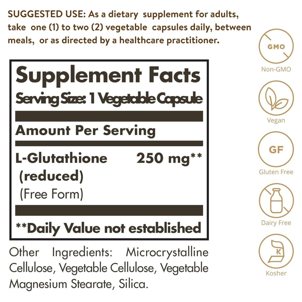 솔가 환원 L글루타치온 250mg 60베지캡슐 Solgar - 상세 이미지 2