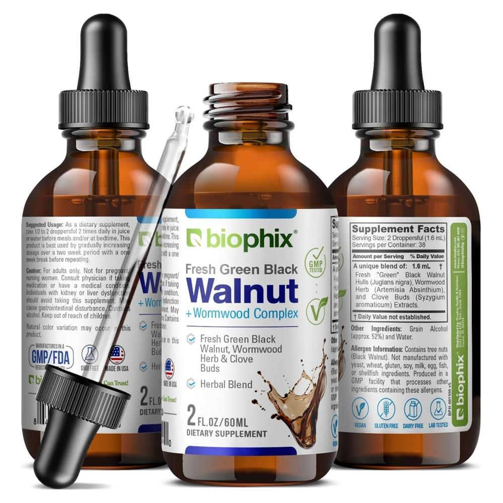 BIOPHIX 액상 프레시 그린 블랙 월넛 쑥 클로브 정향나무 꽃봉우리 추출물 60ml - 상세 이미지 4