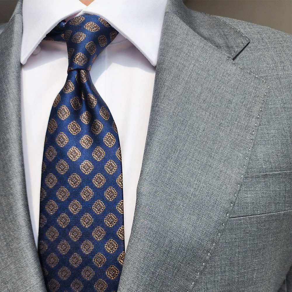 제임스핏 넥타이 결혼식 혼주 면접 남자 명품넥타이 스퀘어무늬 클래식넥타이 네이비