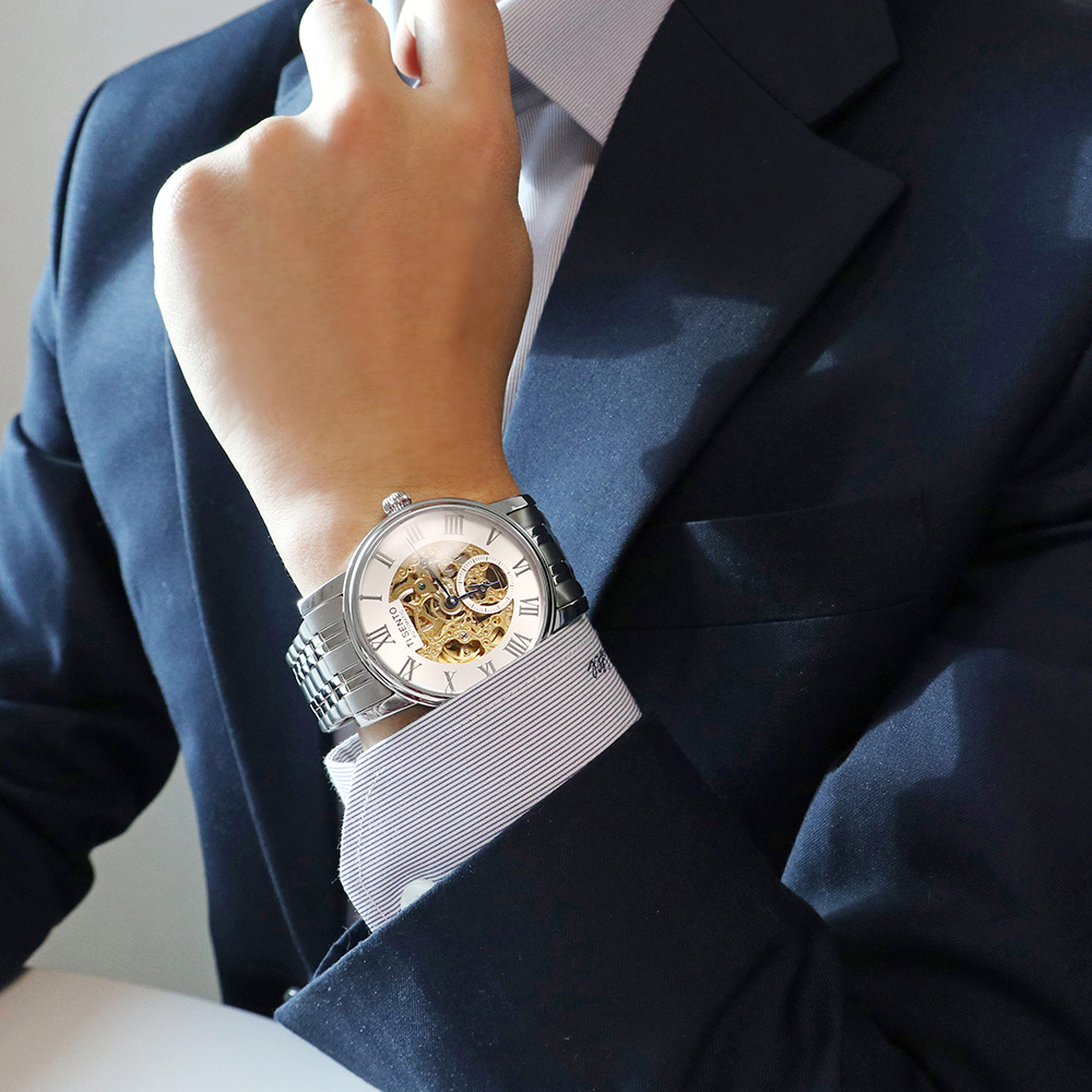 티센토 남성 오토매틱 메탈시계 TS60071 스켈레톤 오픈하트 입문 데일리 정장