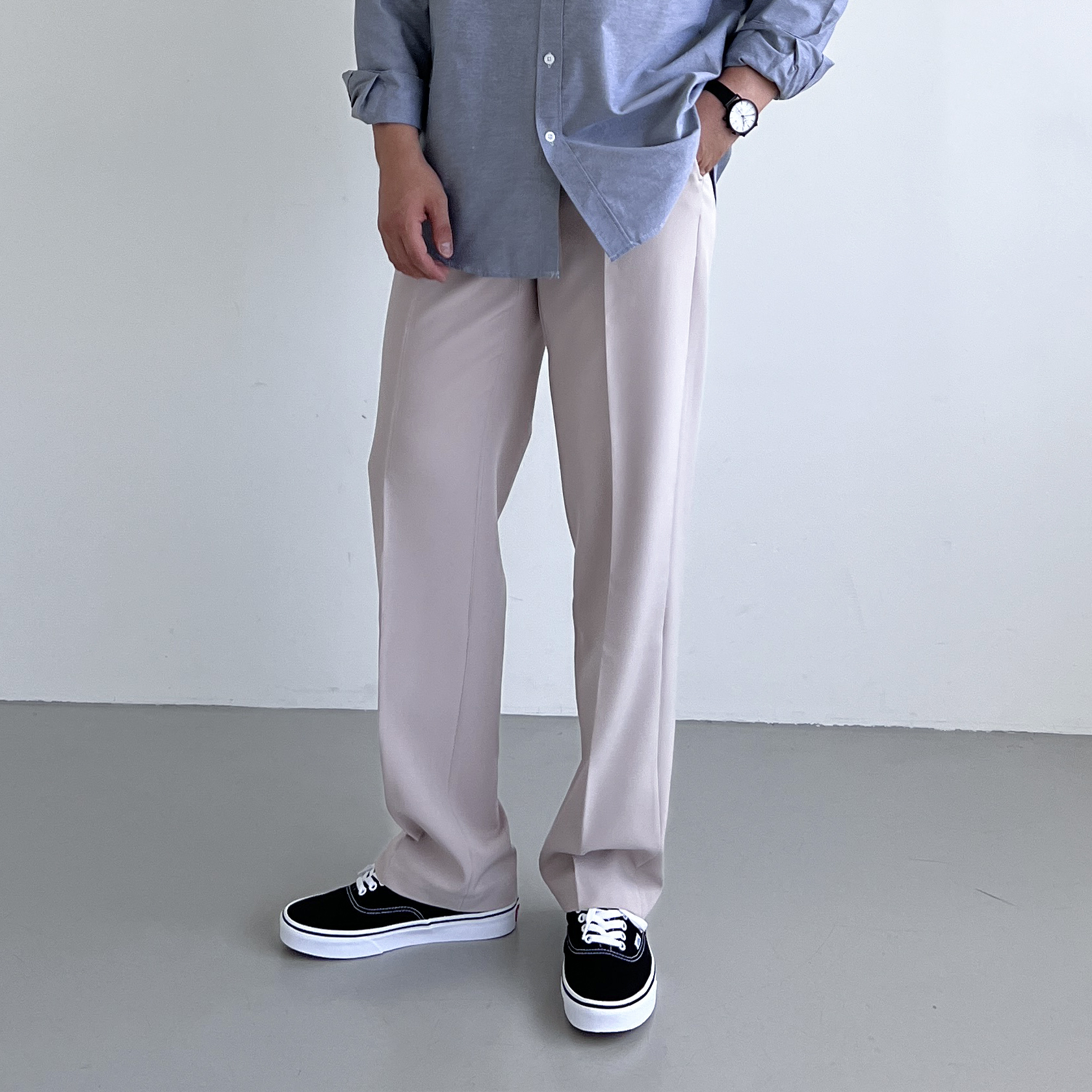 1+1 남자세미와이드슬랙스 남성정장바지 봄 가을 링클프리 슬랙스 - 상세 이미지 2