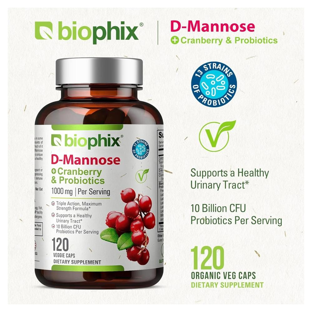 BIOPHIX D-만노스 1000mg 크랜베리 프로바이오틱스 120베지캡슐 디만노스 - 상세 이미지 4