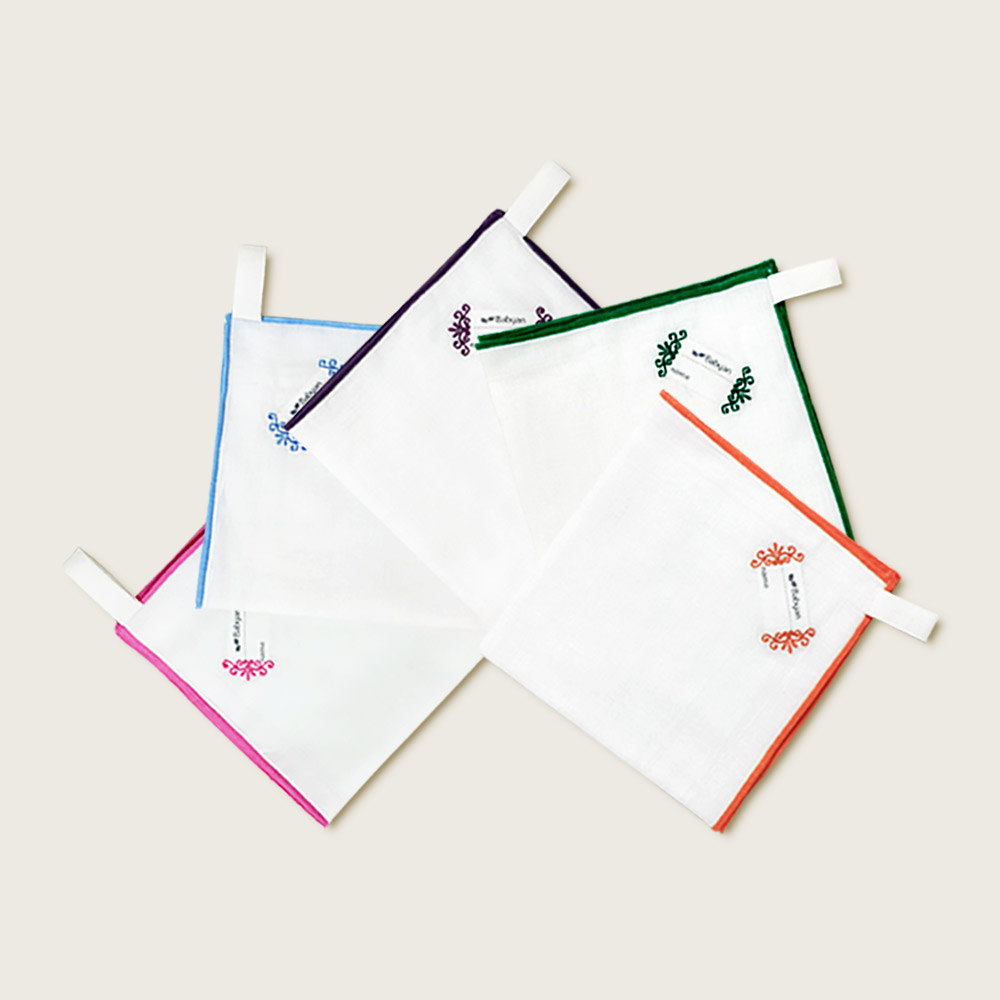 베이비앙 국내산 무형광 어린이집 손수건 고리수건 순면 어린이집 가제손수건