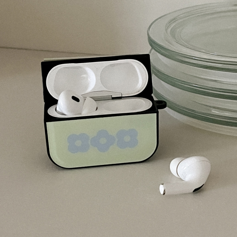 flower drops gradation 에어팟 프로 케이스 하드 범퍼 green