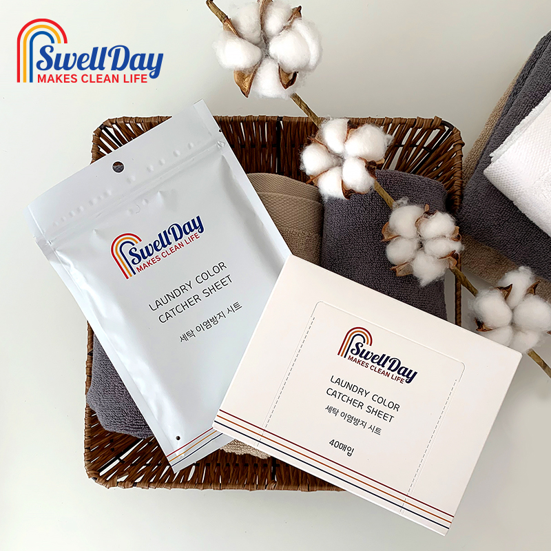 120매 스웰데이 이염방지시트 대용량 세탁소티슈 이염제거 40매X3팩 흰옷이염 형광물질