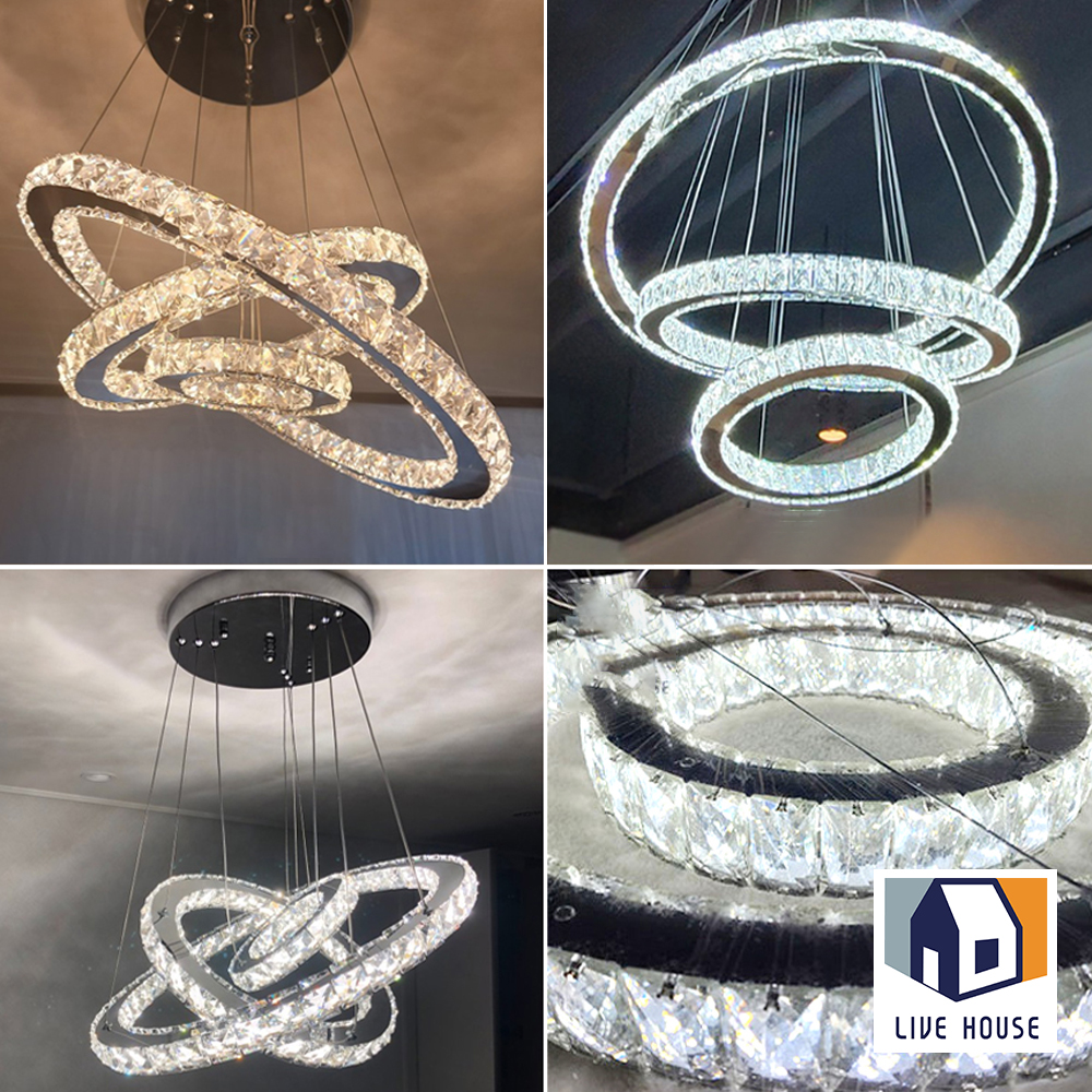 LED 크리스탈 쓰리링 식탁조명 인테리어 식탁등 카페조명 - 상세 이미지 2