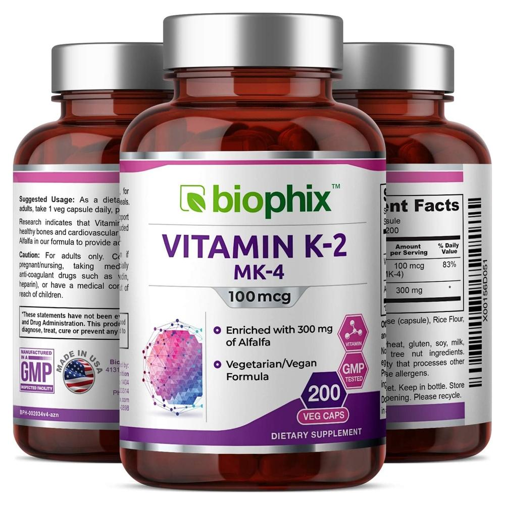BIOPHIX 비타민K2 MK4 100mcg 알팔파 자주개자리 300mg 200베지캡슐 - 상세 이미지 4