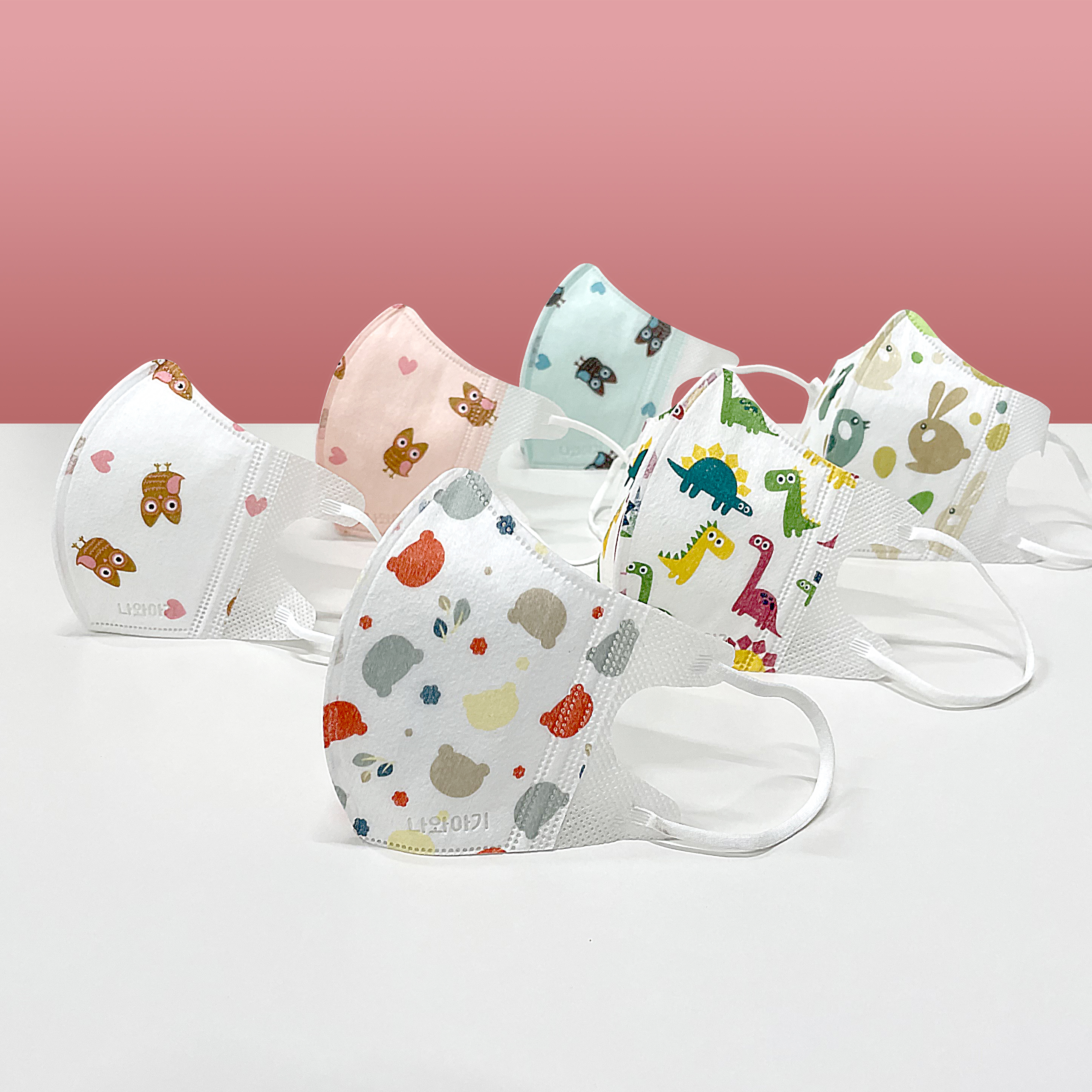 나와아기 초소형마스크 5입(1세트) 부엉이-화이트 끈조절밴드 돌 유아