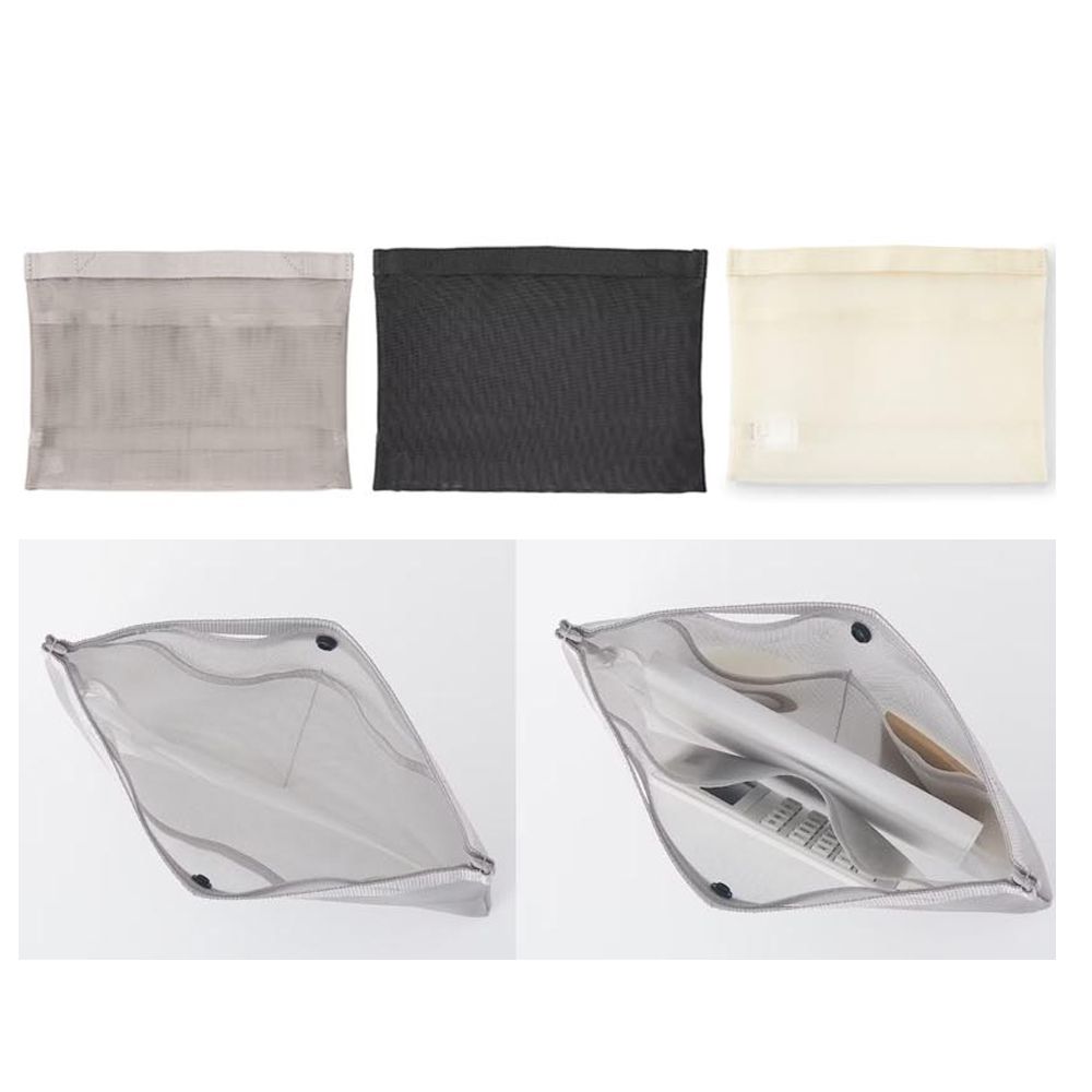 MUJI 무인양품 나일론 메쉬 케이스 파우치 A5사이즈 - 상품 이미지