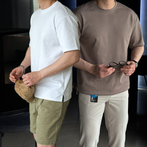 1+1 남자오버핏반팔 레이어드 흰티 두꺼운 10수 흰색면티 착용 후기 | 사이즈/핏 총정리 - 상품 이미지 1