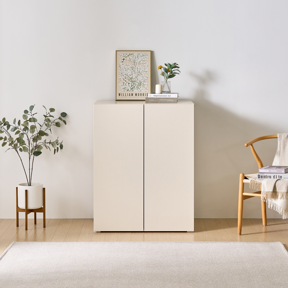 [와이드형] 조아 수납장 모듈 다용도 거실 베란다 (높은/일반형 800), 3단, 크림화이트