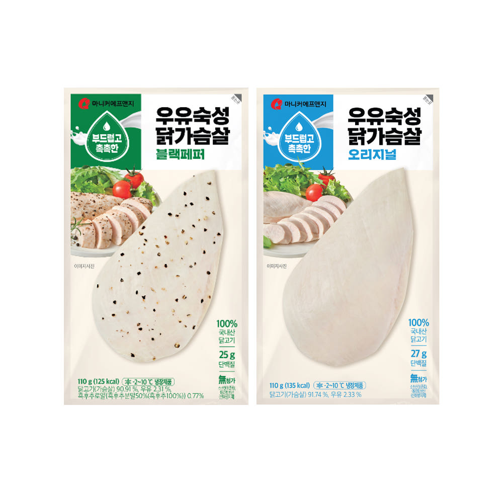 마니커에프앤지 우유숙성 냉장 닭가슴살 블랙페퍼맛, 110g, 21개(21,950원/네멤무료)
