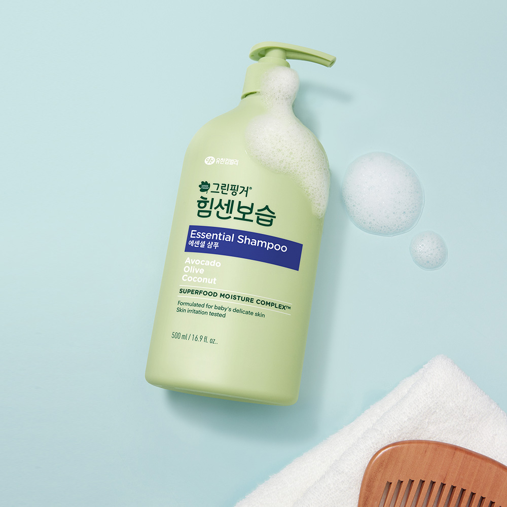 그린핑거 힘센보습 에센셜 샴푸 오렌지그린티향 500ml X 1EA  / 아기 베이비 키즈  베이비키즈샴푸, 대용량, 신생아 - 상세 이미지 3