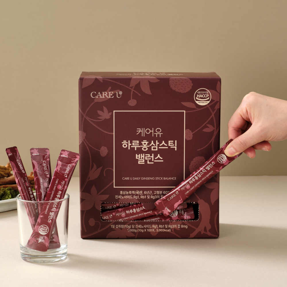 케어유 진세노사이드 8mg 홍삼 정 진액 스틱 명절 선물세트 10g X 100포