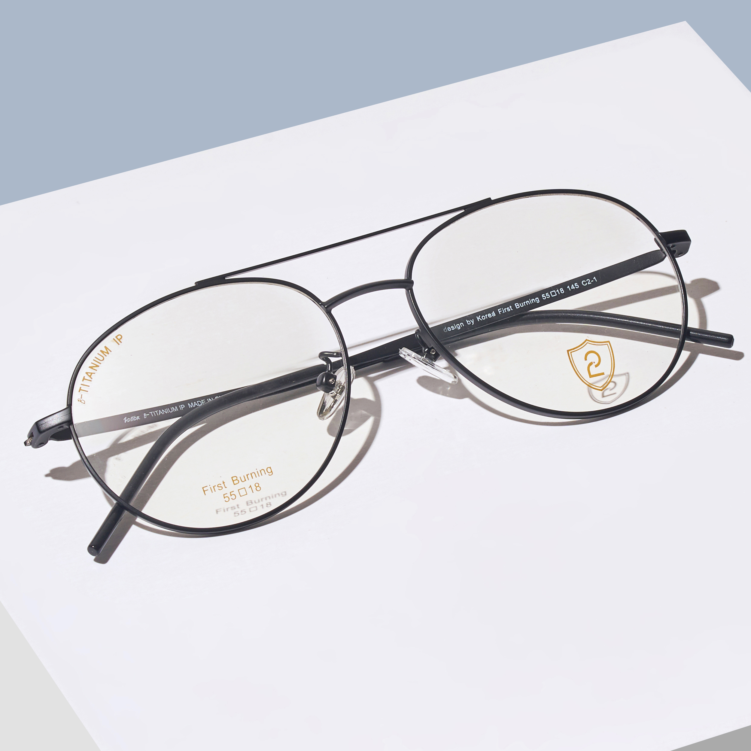 블루라이트차단 빈티지 투브릿지 보잉 티타늄 안경테 오버사이즈