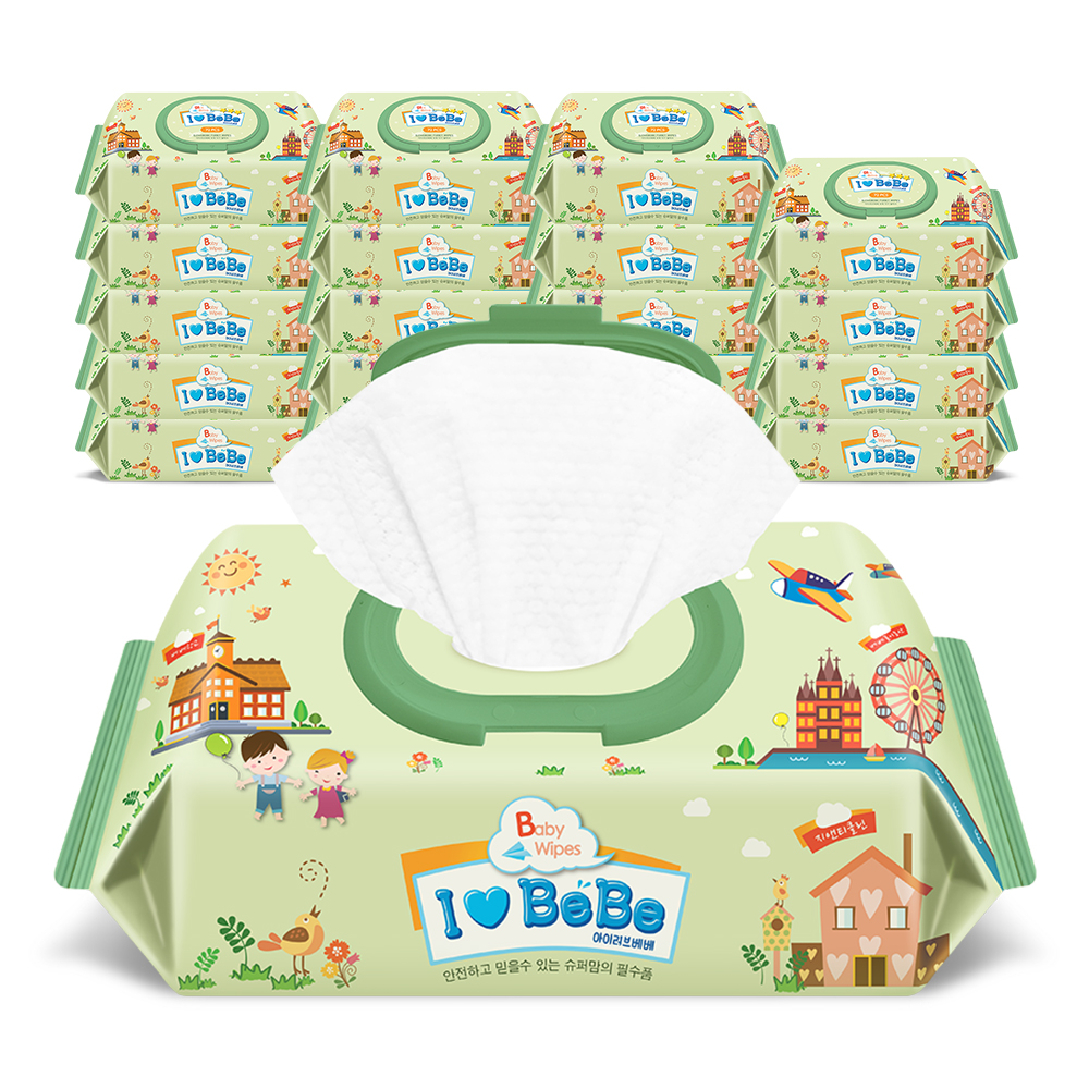 아이러브베베 시그니앙 오로즈 아기물티슈 캡형 20팩 77매 75g 고평량 도톰한 엠보