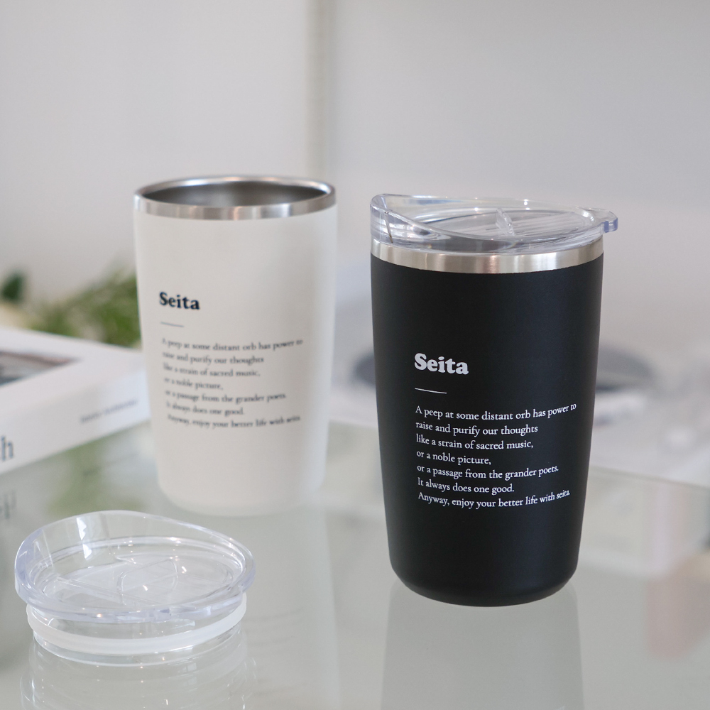세이타 레터링 스텐컵 고성능 보냉 텀블러 머그컵 350ml 보온 사무실 보냉컵 - 상세 이미지 3