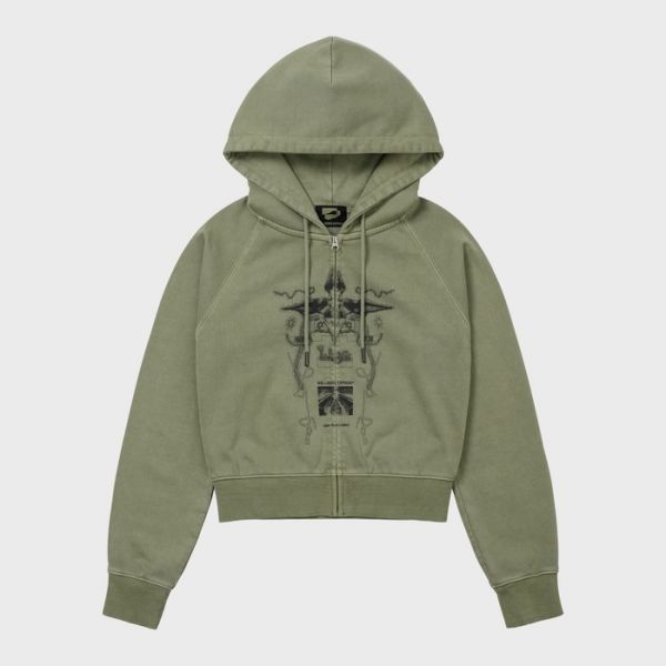 테온셀 웰빙 익스프레스 Digital Tattoo Hoodie Zip Up Khaki : 스타일베이샵
