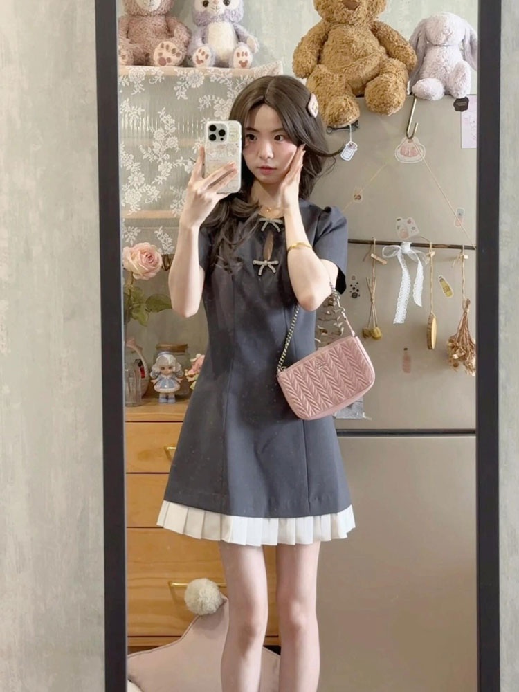 뉴진스 하니 원피스 그레이 패션위크 레이스 하객룩 의상 옷 패션 - 상세 이미지 4