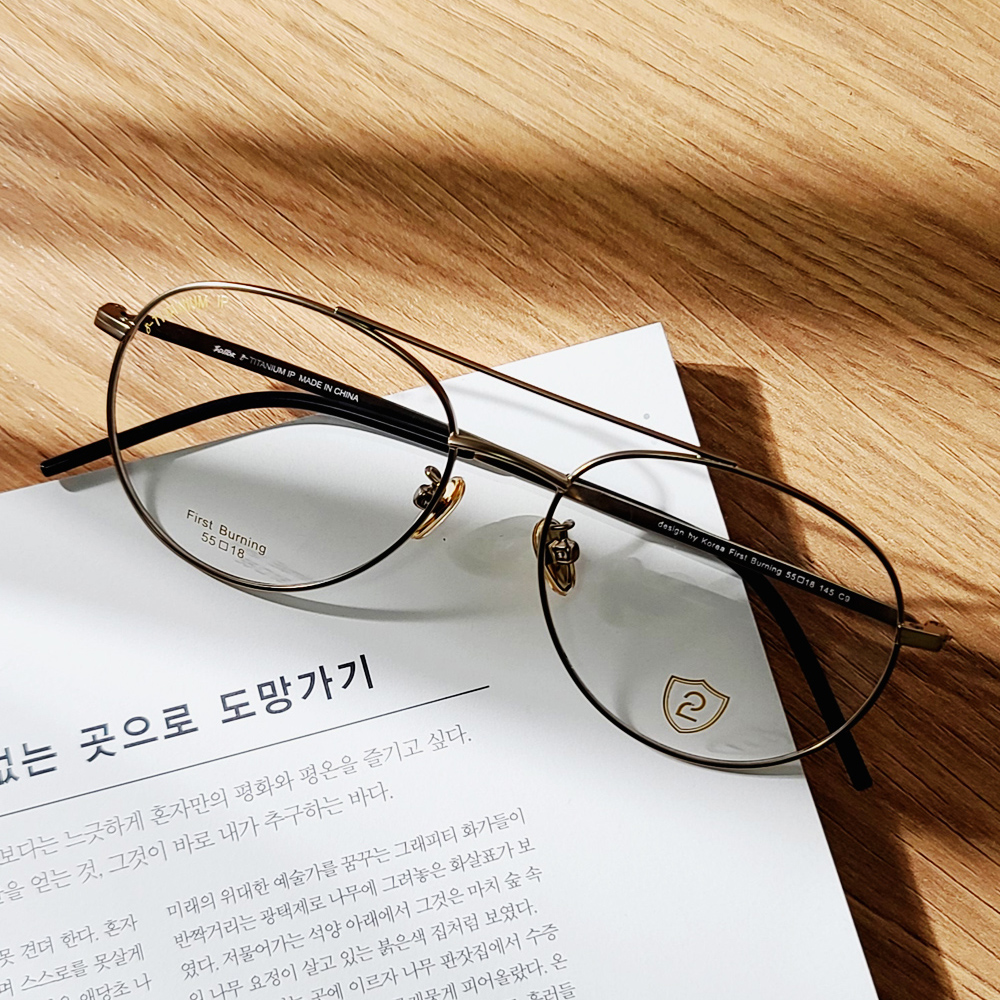 블루라이트차단 빈티지 투브릿지 보잉 티타늄 안경테 오버사이즈