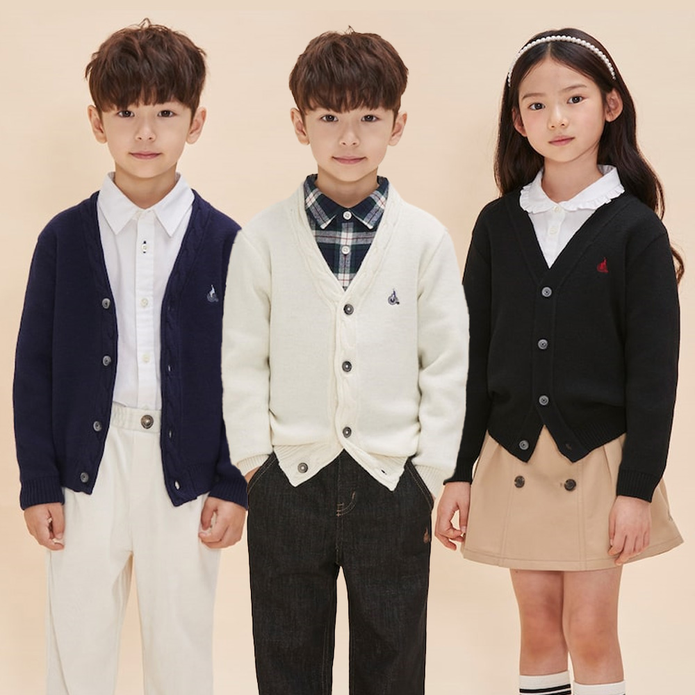 [BEANPOLE KIDS] 24FW [Essential] 울 플레인형 자카드 카디건 (3종 택1) : 빈폴키즈