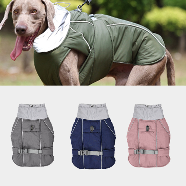 PD10063 S 강아지 대형견 중형견 겨울옷 애견 방한 경량 패딩 조끼 외출복 산책 하네스 중대형견옷 빅사이즈 진돗개