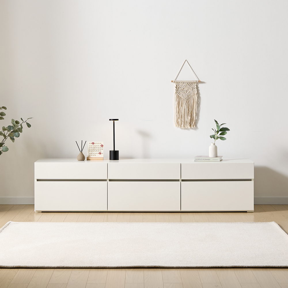 플로 거실장 1800 화이트 높은 티비다이 tv장 장식장