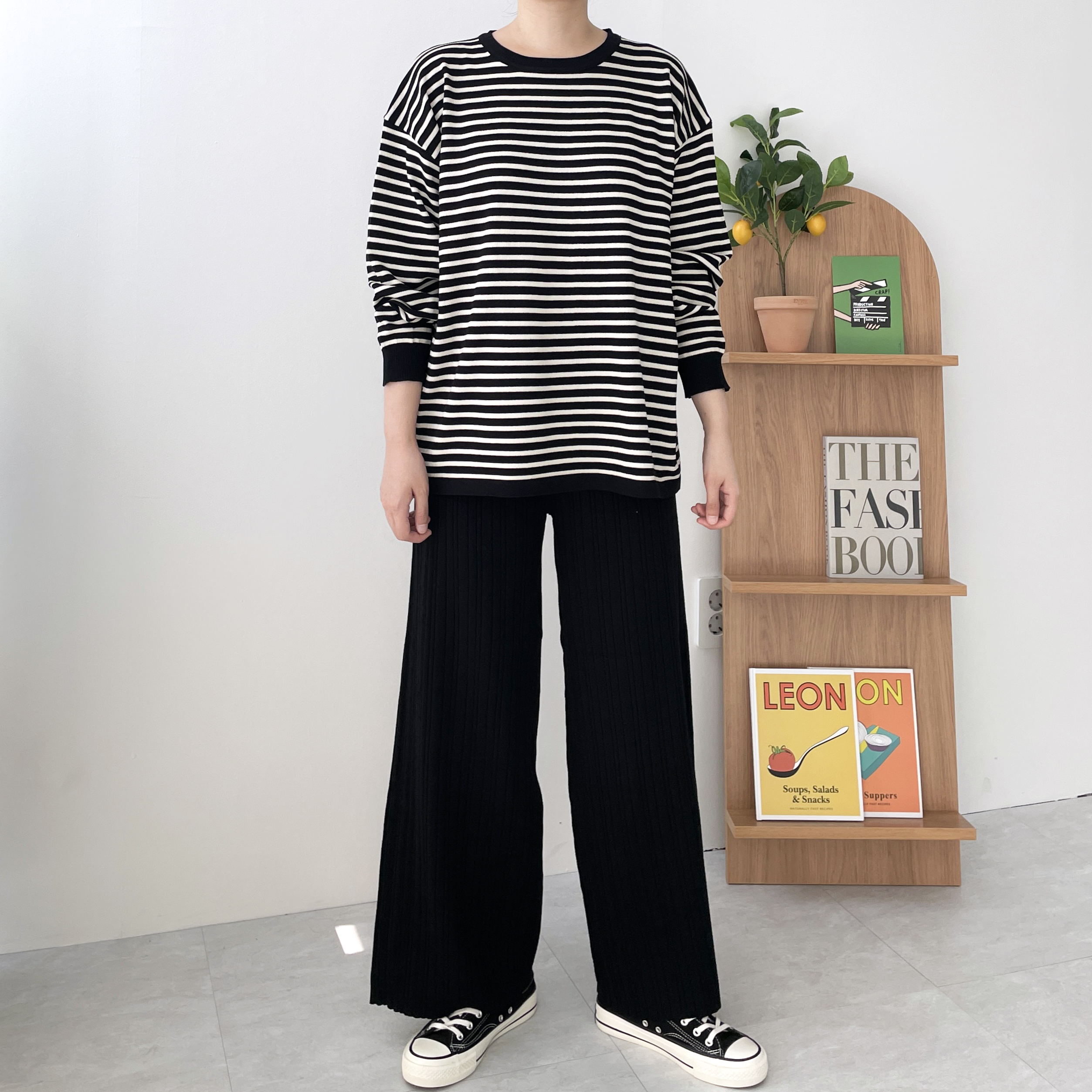가을니트세트 엄마등원룩 투피스세트 단가라 이미지 6